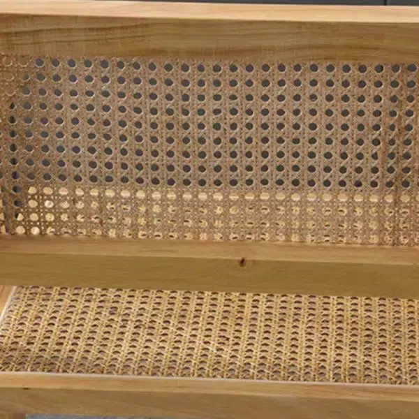 Contemporary Scandinavian Rectangular Wood Rattan Chair Backrest Armrest For Living Room - Image 7