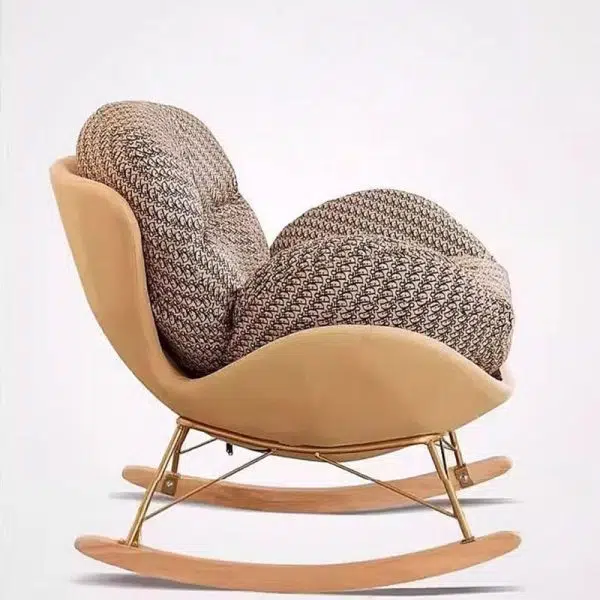 Contemporary Nordic Houndstooth Velvet Upholstered Carbon Steel Rocking Chair Backrest For Living Room - Image 11