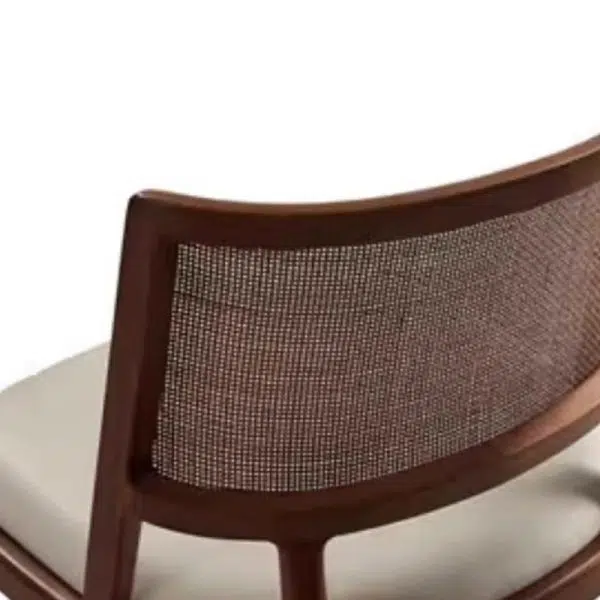 Contemporary Retro Square Microfiber Leather Upholstered Wood Dining Chair Rattan Backrest For Dining Room - Image 6