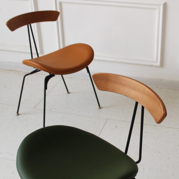 Contemporary Industrial Ant Arch Wood Rebar Leather Fabric Sponge Dining Chair Backrest For Dining Room - Image 13