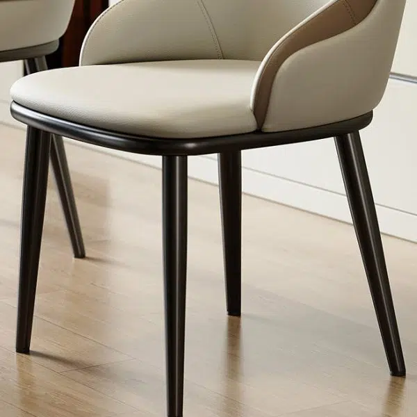 Modern Minimalist Curved Leather Iron Chair Backrest Armless For Living Room - Image 6