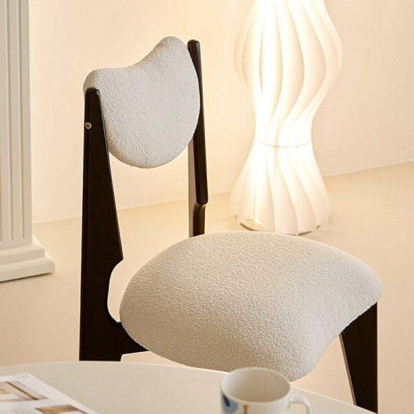 Contemporary Nordic Ash Wood Velvet Metal Sponge Square Crescent Dining Chair Backrest Armless For Dining Room - Image 14
