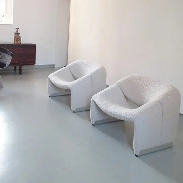 Contemporary Scandinavian Curved Frame Stainless Steel Lambswool Sponge Accent Chair Backrest Armrest For Living Room - Image 11