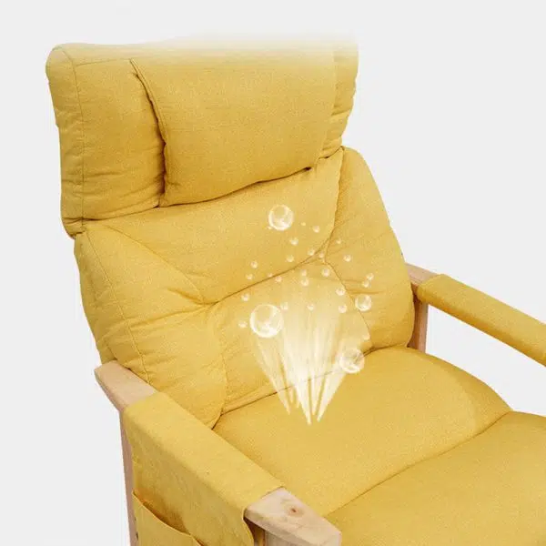 Contemporary Nordic Rectangular Fabric Wood Accent Chair Backrest Armrest For Living Room - Image 6