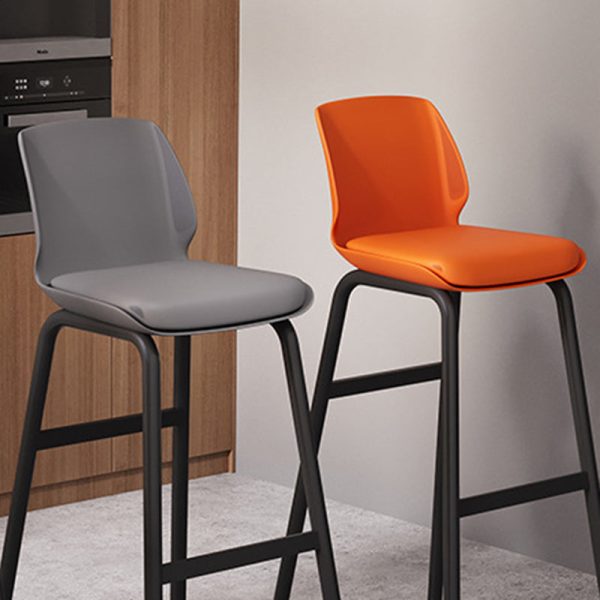 Contemporary Nordic Square Leather Upholstered Iron Bar Stool Plastic Backrest Footrest For Dining Room - Image 8