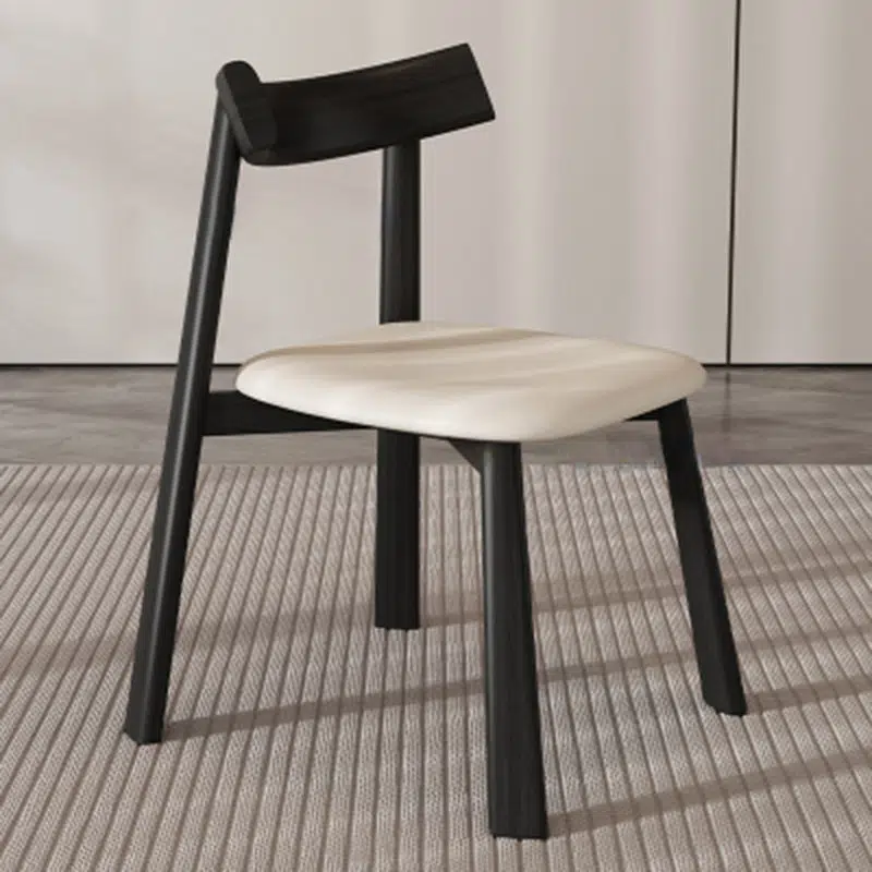 1-0106b370-4a32-4197-aeae-c6efe2d7688a-1.jpg Modern Minimalist Rectangular Wood Leather Chair Backrest Armless For Living Room - Image 1