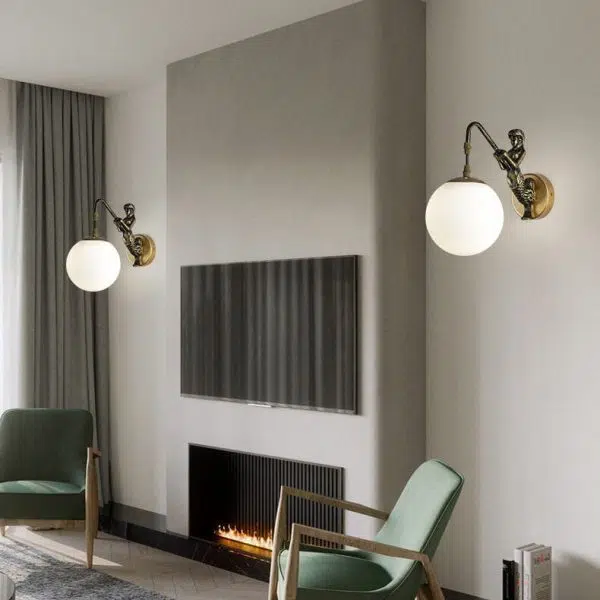 Vintage Rustic Mermaid Orb 1-Light Wall Sconce Lamp - Image 10