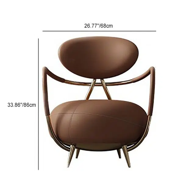 Contemporary Luxury Round Leather Steel Chair Backrest Armless For Living Room - Image 4