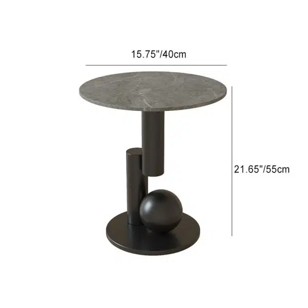 Contemporary Luxury Circular Rock Slabs Geometric Base End Table For Living Room - Image 8