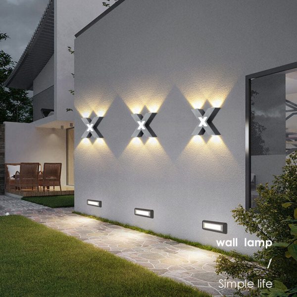 Modern Waterproof Letter X Shaped LED 4-Light Outdoor Wall Sconce Lamp - Image 2