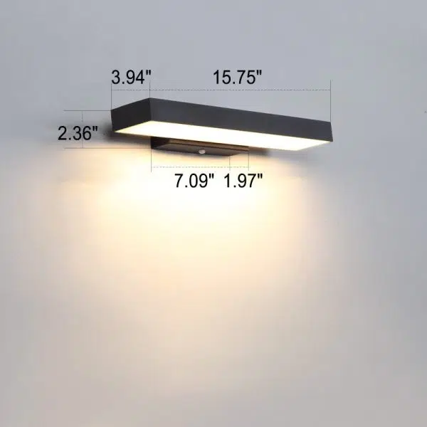 Modern Minimalist Rectangular Flat LED Sensor Outdoor Waterproof Wall Sconce Lamp - Image 7