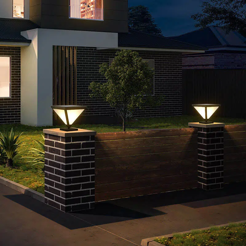 1-7-a64bfefd-c9e6-45e4-babe-7536b56aac44.jpg Simple Triangle LED Solar Outdoor Waterproof Lawn Fence Lamp - Image 1