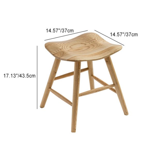 Contemporary Nordic Ash Wood Square Vanity Stool Footrest For Bedroom - Image 3