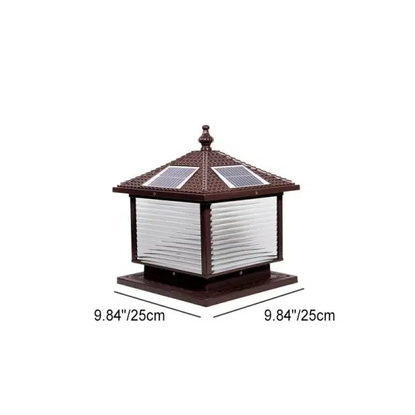 Modern Retro Square Die-Cast Aluminum Glass Solar Outdoor Garden Landscape Column Head Light - Image 8