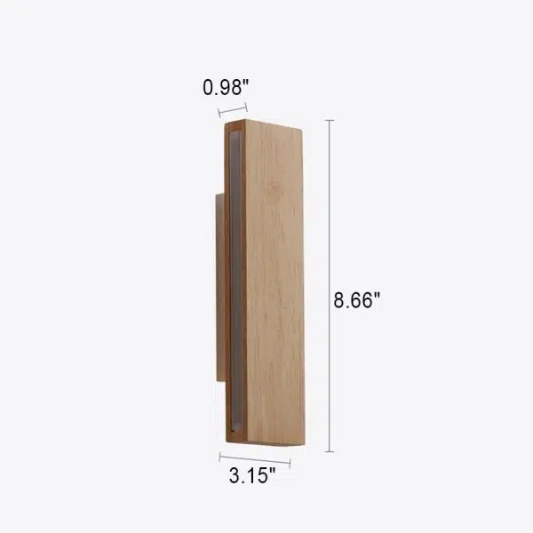 Japanese Minimalist Log Rectangular Flat Rotatable LED Wall Sconce Lamp - Image 9