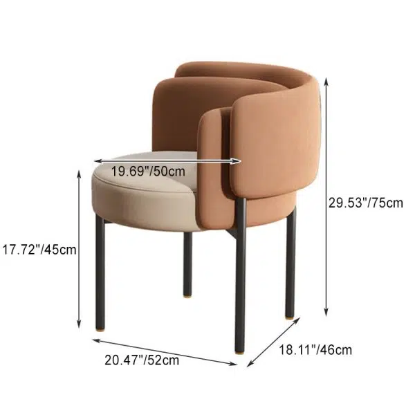 Contemporary Luxury Fabric Upholstered Metal Legs Dining Chair Backrest For Dining Room - Image 4