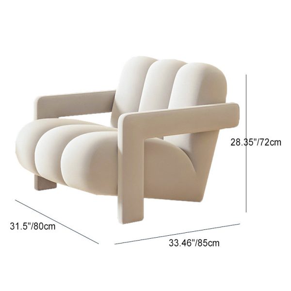 Contemporary Scandinavian Velvet Lambswool Wood Sponge Single Sofa Backrest Armrest For Living Room - Image 6