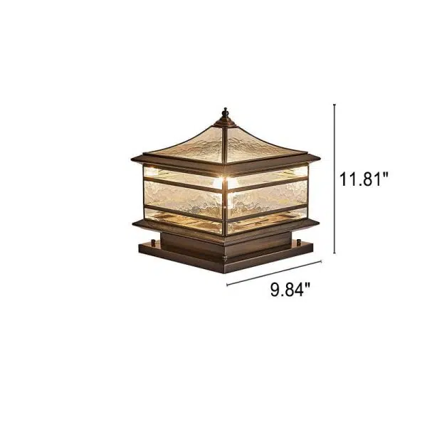 European Outdoor Brass Glass Square 1/2 Light Waterproof Pillar Landscape Light - Image 8