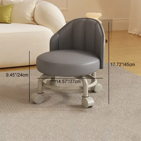 Modern Minimalist Removable Round Curved Corner Leather Iron Chair Backrest Armless For Living Room - Image 4