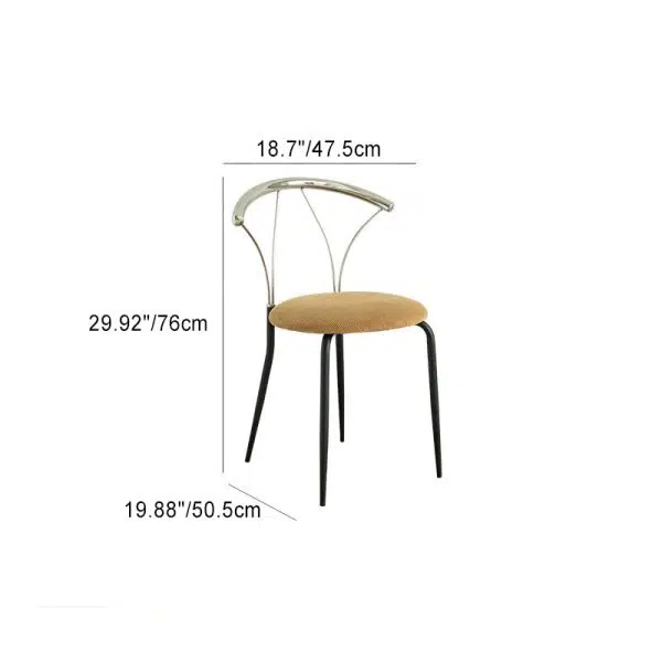 Contemporary Nordic Round Scalloped Backrest Fabric Corduroy Stainless Steel Dining Chair For Dining Room - Image 4