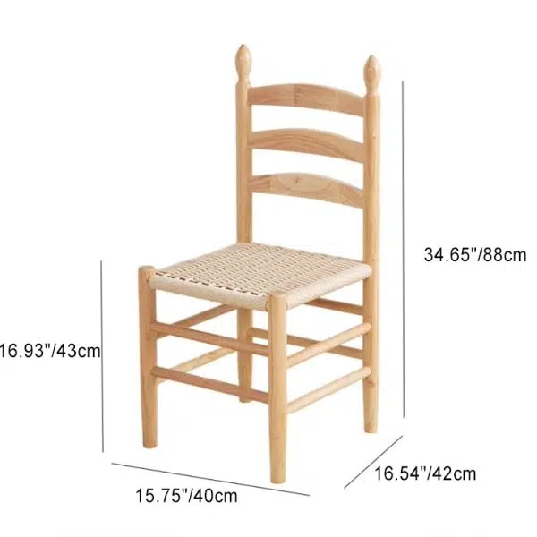 Contemporary Retro Square Braided Rope Solid Wood Dining Chair Ladder-back Footrest For Dining Room - Image 4