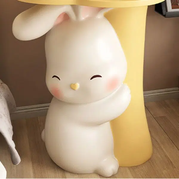 Contemporary Creative Kids Flower Rabbit Resin Wood End Table 1-Tray For Bedroom - Image 7
