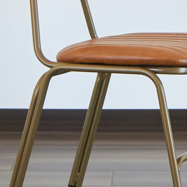 Contemporary Industrial Leather Iron Square Elliptical Stripe Dining Chair Backrest Footrest For Dining Room - Image 8