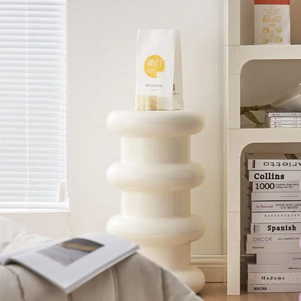 Contemporary Scandinavian Cylinder Frame Plastic Acrylic Vanity Stool 1-Leg For Bedroom - Image 11