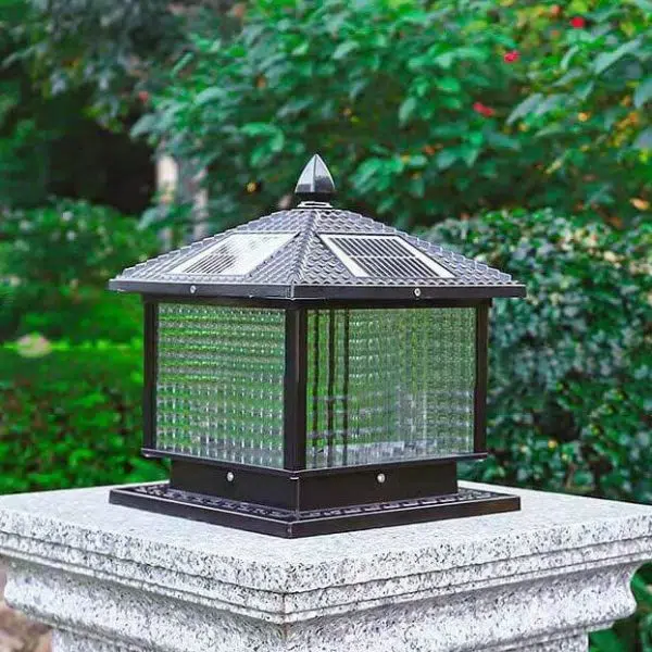 Modern Retro Square Die-Cast Aluminum Glass Solar Outdoor Garden Landscape Column Head Light - Image 15