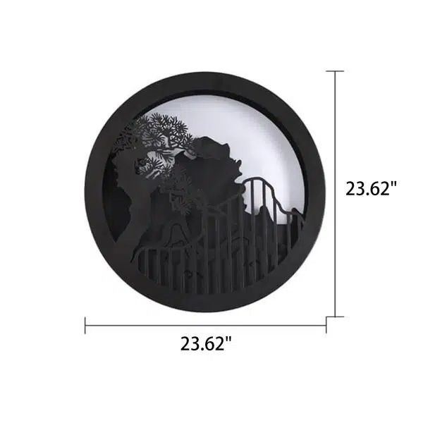 Modern Chinese Landscape Pine Zen Round LED Outdoor Wall Sconce Lamp - Image 7