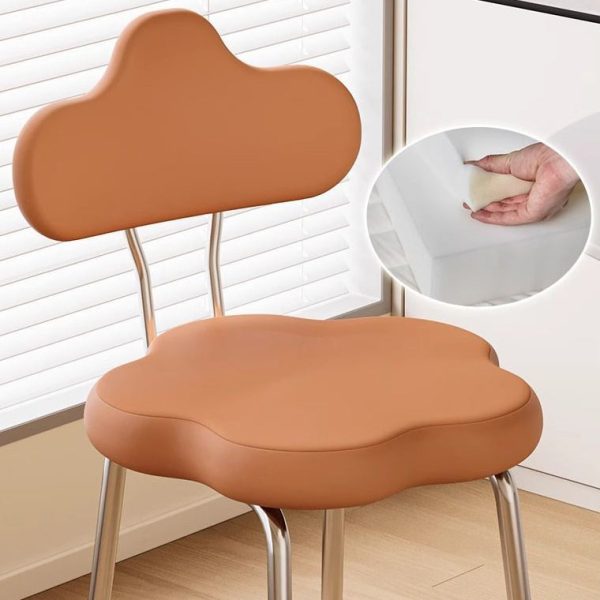 Contemporary Nordic Flower Shape Leather Metal Swivel Dining Chair Backrest For Living Room - Image 7