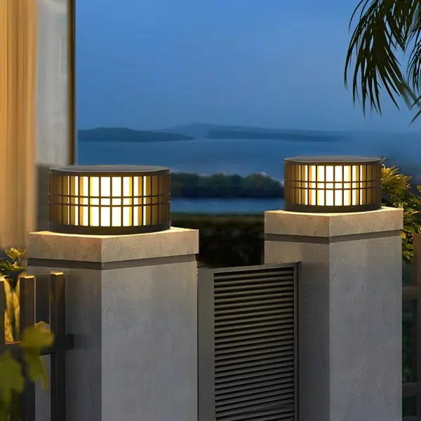 Round Creative Waterproof LED Black Modern Solar Fence Post Lights - Image 8