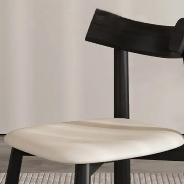 Modern Minimalist Rectangular Wood Leather Chair Backrest Armless For Living Room - Image 6