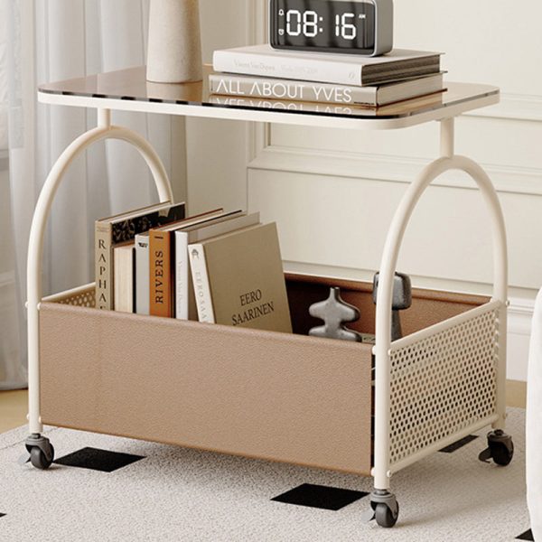 Contemporary Luxury Movable Rectangular Top Tempered Glass End Table 2-Tier For Living Room - Image 8