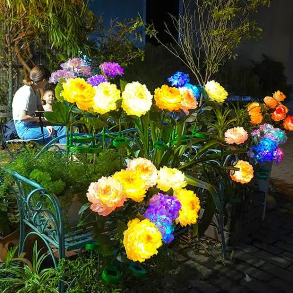 Modern Simulation Peony Flower Decoration Waterproof Solar Outdoor LED Garden Ground Light - Image 8