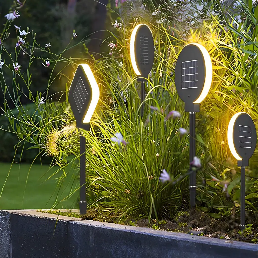 10-3b89da87-6a88-4513-afdd-1931a3ea30f4.jpg Circular Geometric Shape Waterproof LED Black Modern Solar Lawn Light - Image 1