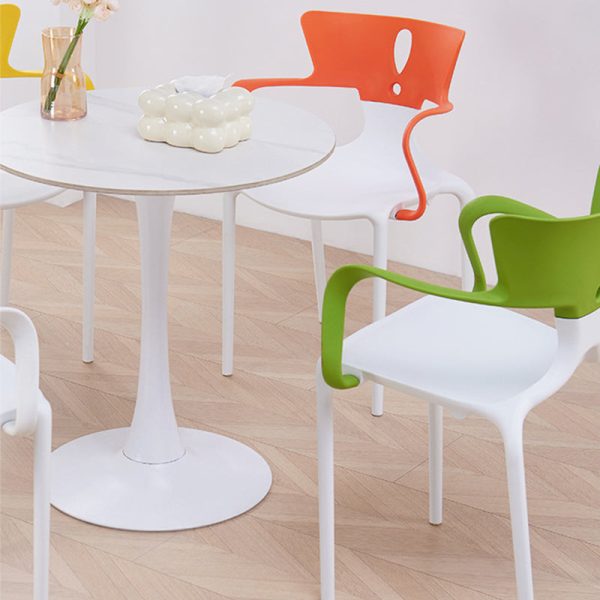 Contemporary Nordic Curved Plastic Dining Chair Backrest Armrest For Dining Room - Image 7