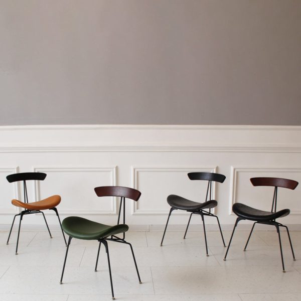 Contemporary Industrial Ant Arch Wood Rebar Leather Fabric Sponge Dining Chair Backrest For Dining Room - Image 15