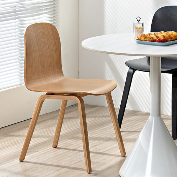 Contemporary Nordic Square Solid Wood Backrest Dining Chair For Dining Room - Image 3
