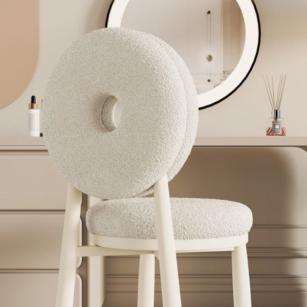 Contemporary Nordic Lambswool Carbon Steel Sponge Round Dining Chair Backrest For Dining Room - Image 8