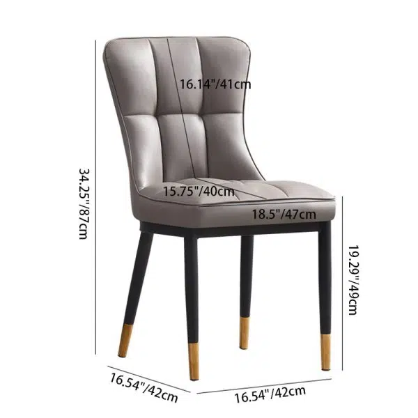 Contemporary Nordic Square Lattice Upholstered Leather Carbon Steel Dining Chair Backrest For Dining Room - Image 4