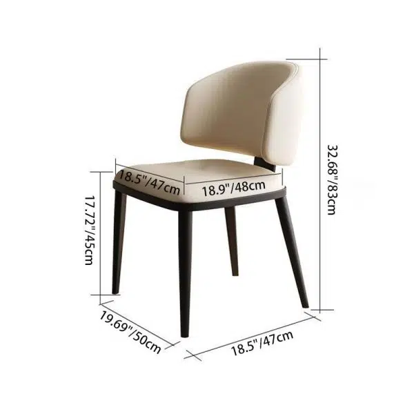 Modern Luxury Square Leather Iron Chair Backrest Armless For Living Room - Image 4