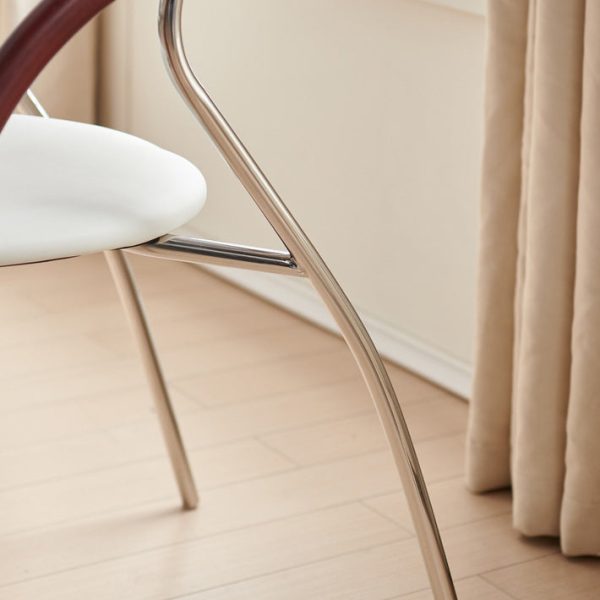 Contemporary Nordic Microfiber Leather Wood Stainless Steel Sponge Semicircular Curved Dining Chair Backrest Armrest For Dining Room - Image 11