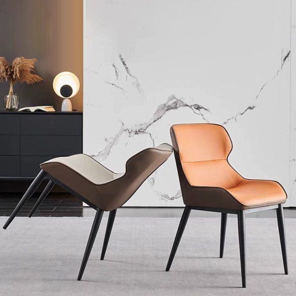 Contemporary Luxury Microfiber Leather Upholstered Dining Chair Backrest For Dining Room - Image 3