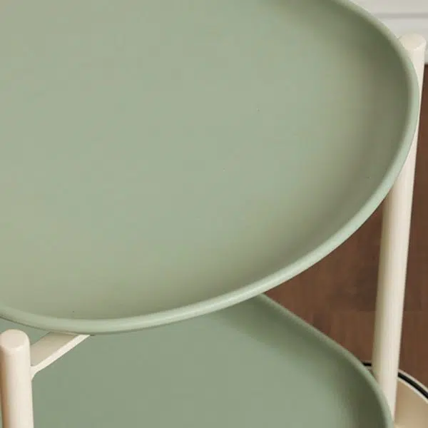 Contemporary Creative Removable Rectangular Oval ABS Wood Metal End Table 2-Tier For Living Room - Image 6