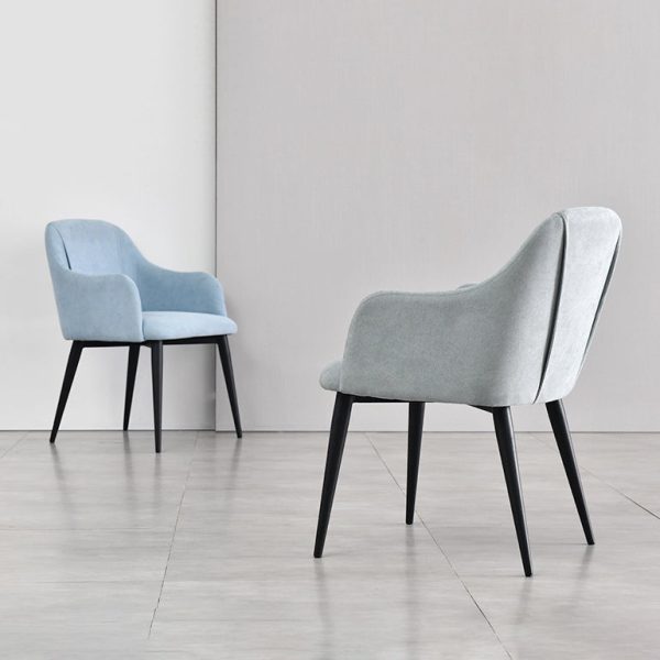 Contemporary Nordic Curve Fabric Upholstered Dining Chair Backrest Armrest For Dining Room - Image 13