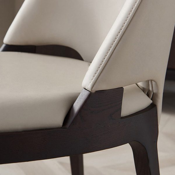 Contemporary Luxury Square Microfiber Leather Upholstered Dining Chair Backrest For Dining Room - Image 4