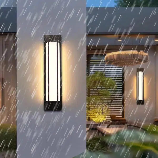 Modern Minimalist Long Square PMMA Stainless Steel LED Outdoor Wall Sconce Lamp For Garden - Image 2