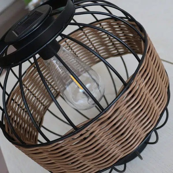 Traditional Vintage Rattan Iron Ball 1-Light Outdoor Light For Garden - Image 5