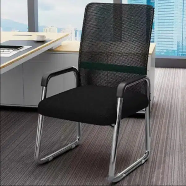 Modern Simplicity Mesh Fabric Leather Sponge Latex Steel Square Desk Chair Backrest Armrest For Home Office - Image 15